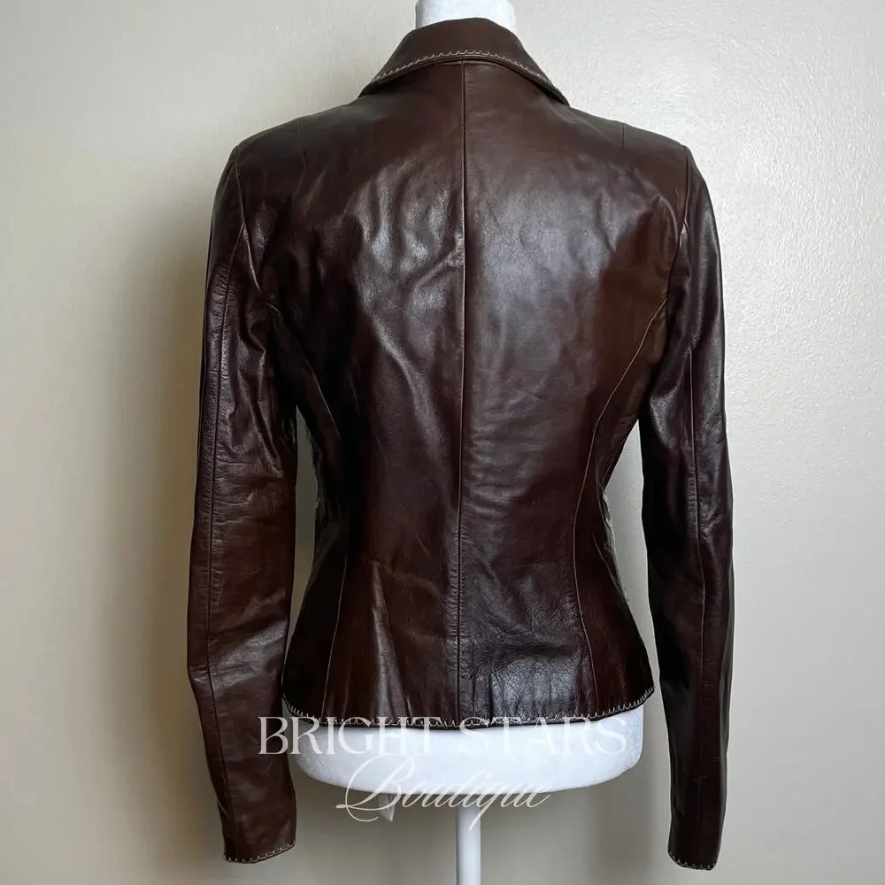 Rare Embroidered Leather Blazer Jacket ASO Lorelai Gilmore Phoebe Buffay Friends - Picture 6 of 11